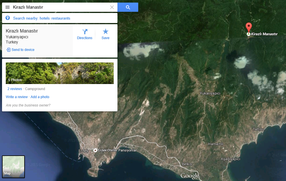 Kirazlı Manastırı Google Haritalar